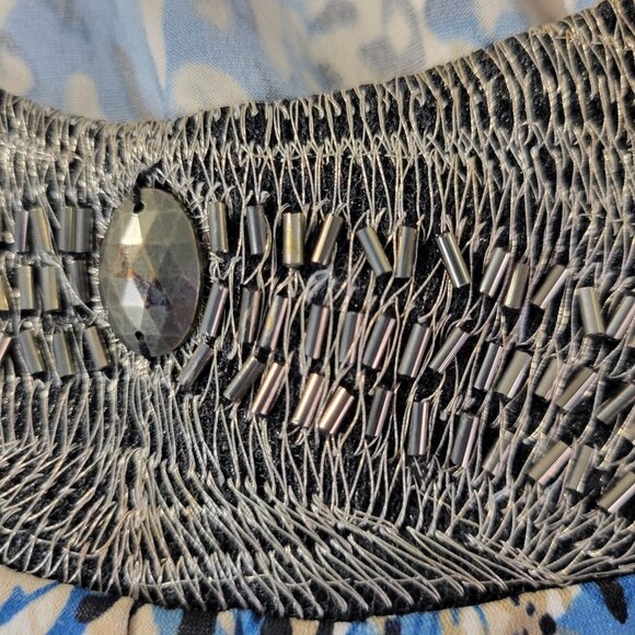 Notations Womens XL Embellished Animal Print Blue Black‎ Short Sleeve Top Vibes - Picture 6 of 11